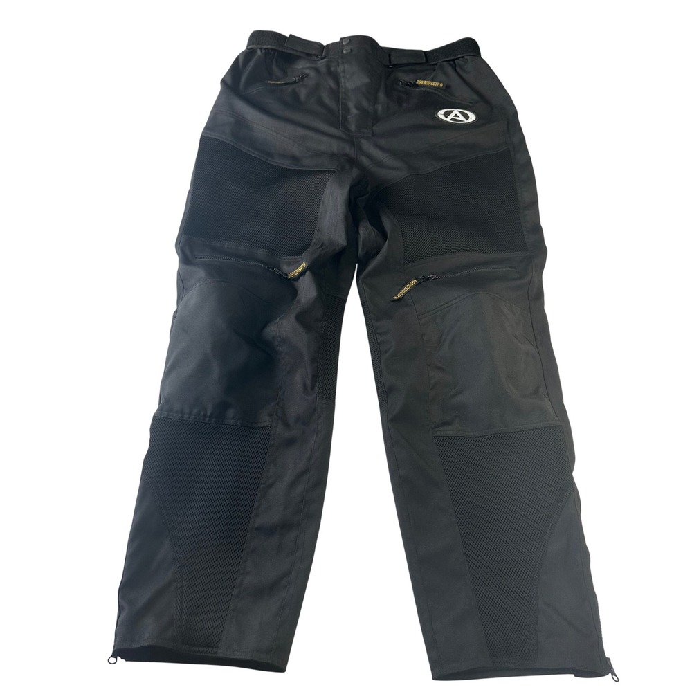 AGV Sport Mens Black Mesh Motorcycle Riding Pants Size 42 Reinforced Knee Pocket